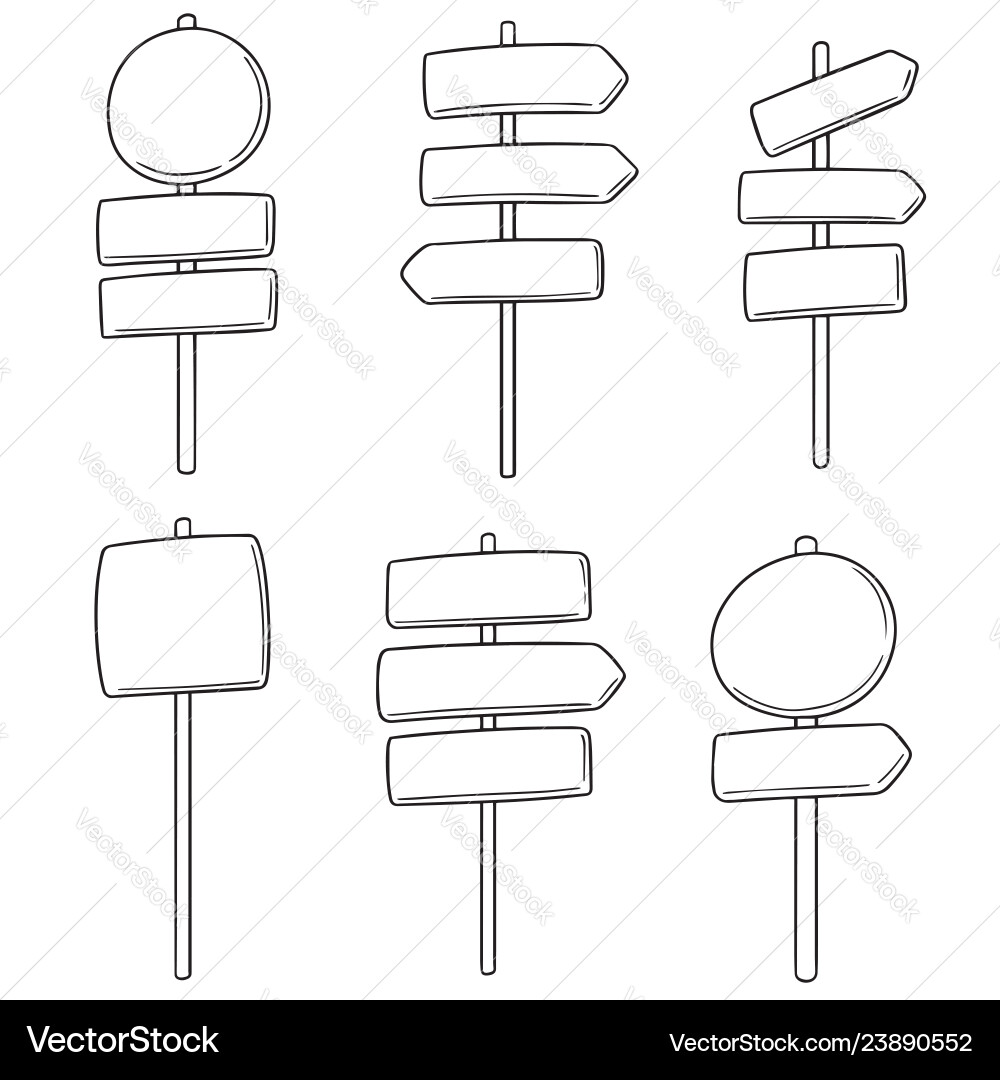 Set of direction post Set of direction post vector image