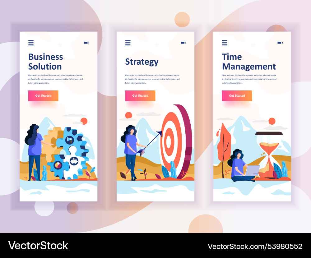 Set of onboarding screens user interface kit Set of onboarding screens user interface kit vector image