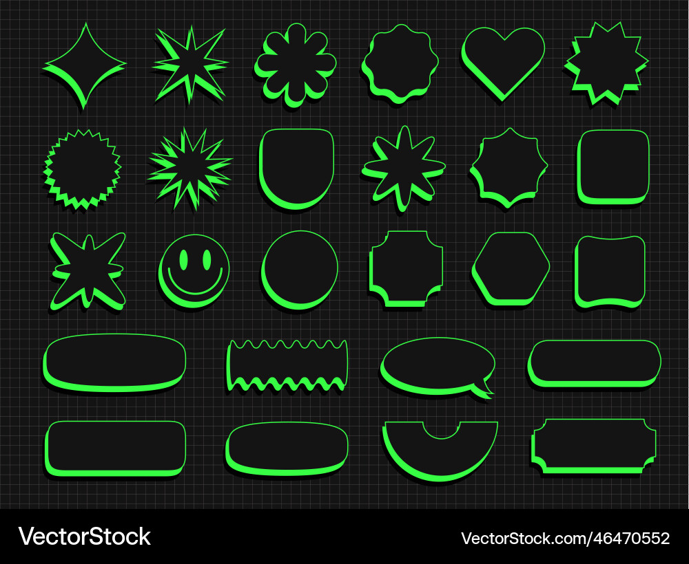 Shape set y2k style neon color 3d Shape set y2k style neon color 3d vector image