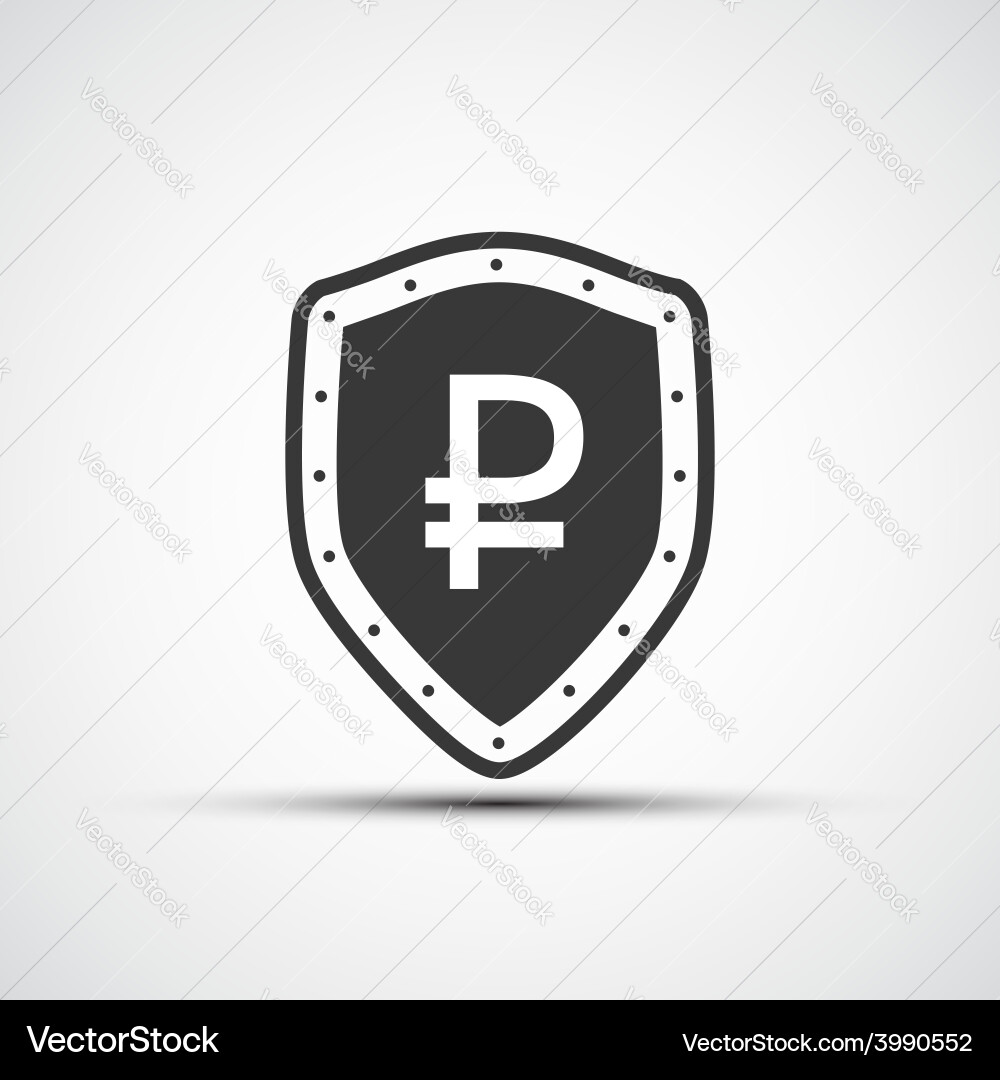 Shield with a and sign of the ruble Vector Image