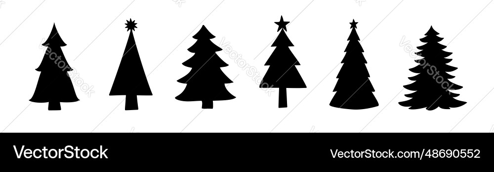 Silhouettes of christmas trees symbols vector image