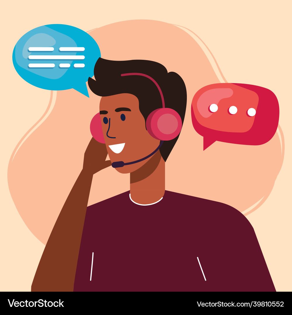Support agent with speech bubbles vector image