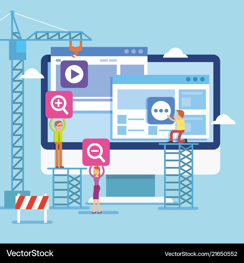 Teamwork building user interface Teamwork building user interface vector image