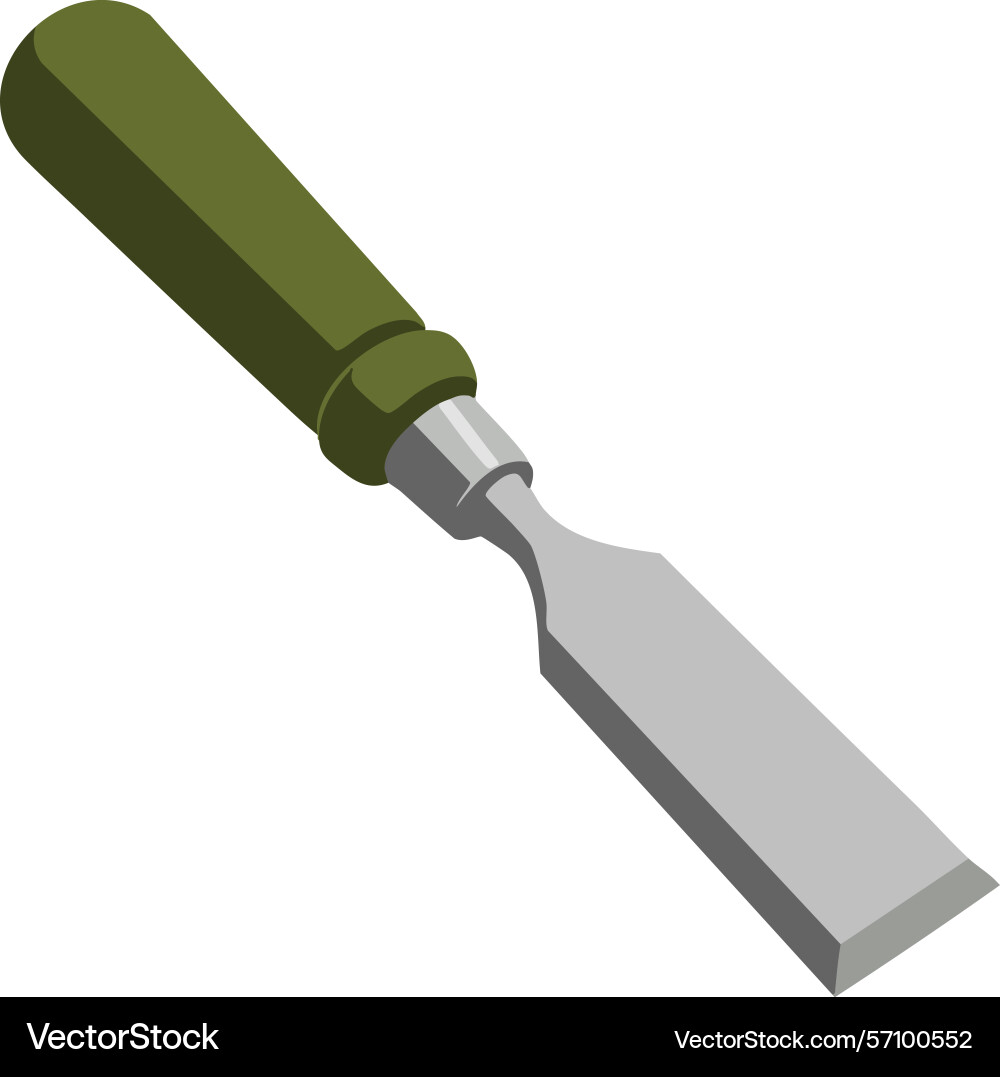 Woodworking chisel tool with green handle Woodworking chisel tool with green handle vector image