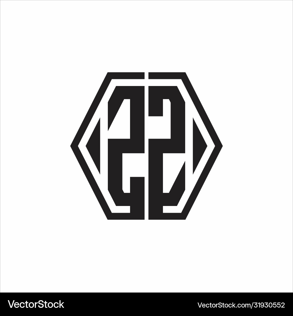 Zz logo monogram with hexagon line rounded design vector image