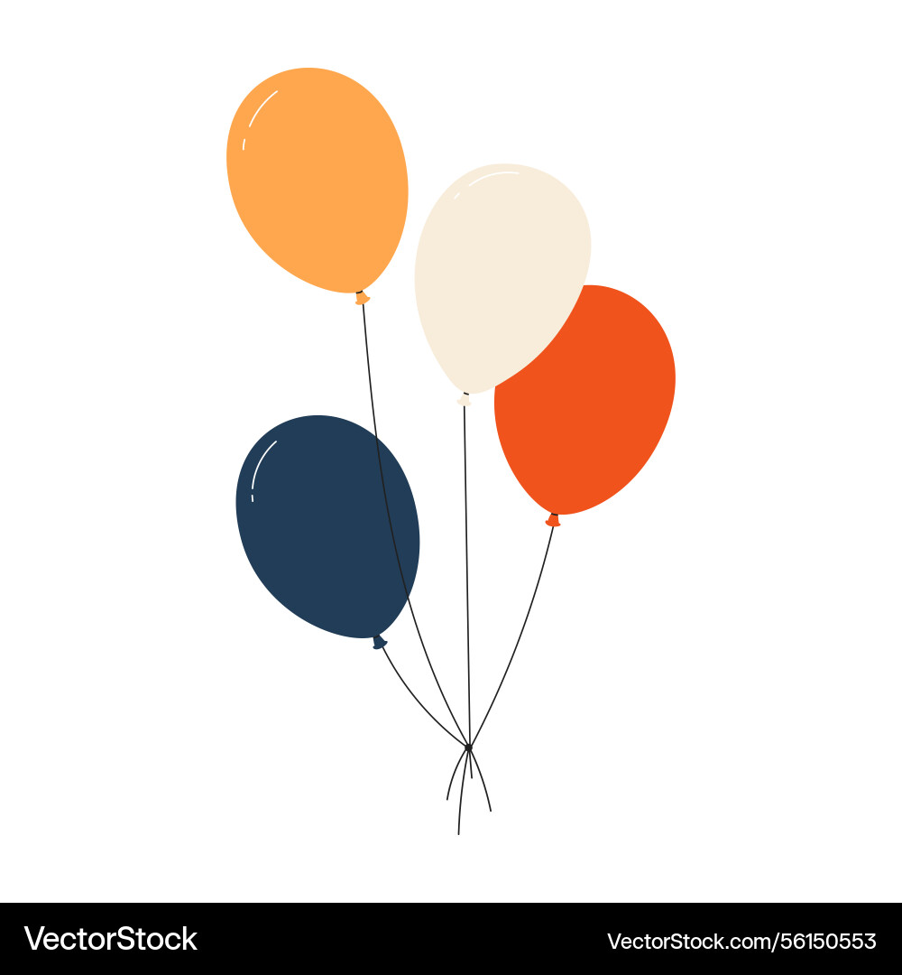 Bundle of colorful balloons with strings floating Bundle of colorful balloons with strings floating vector image