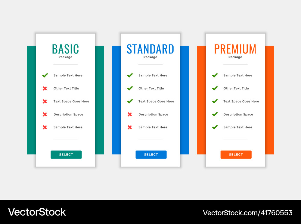 Business service subscription price table Vector Image
