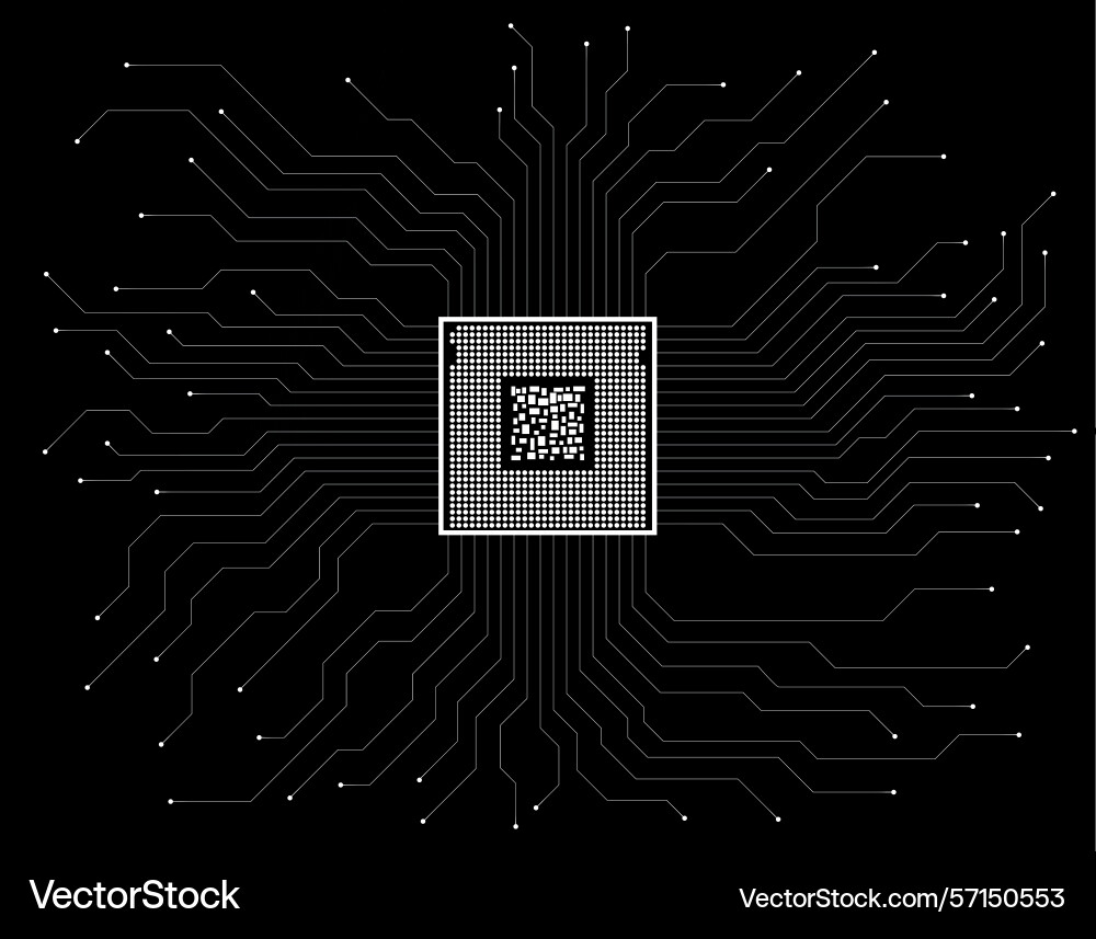 Circuit board microprocessor microchip vector image