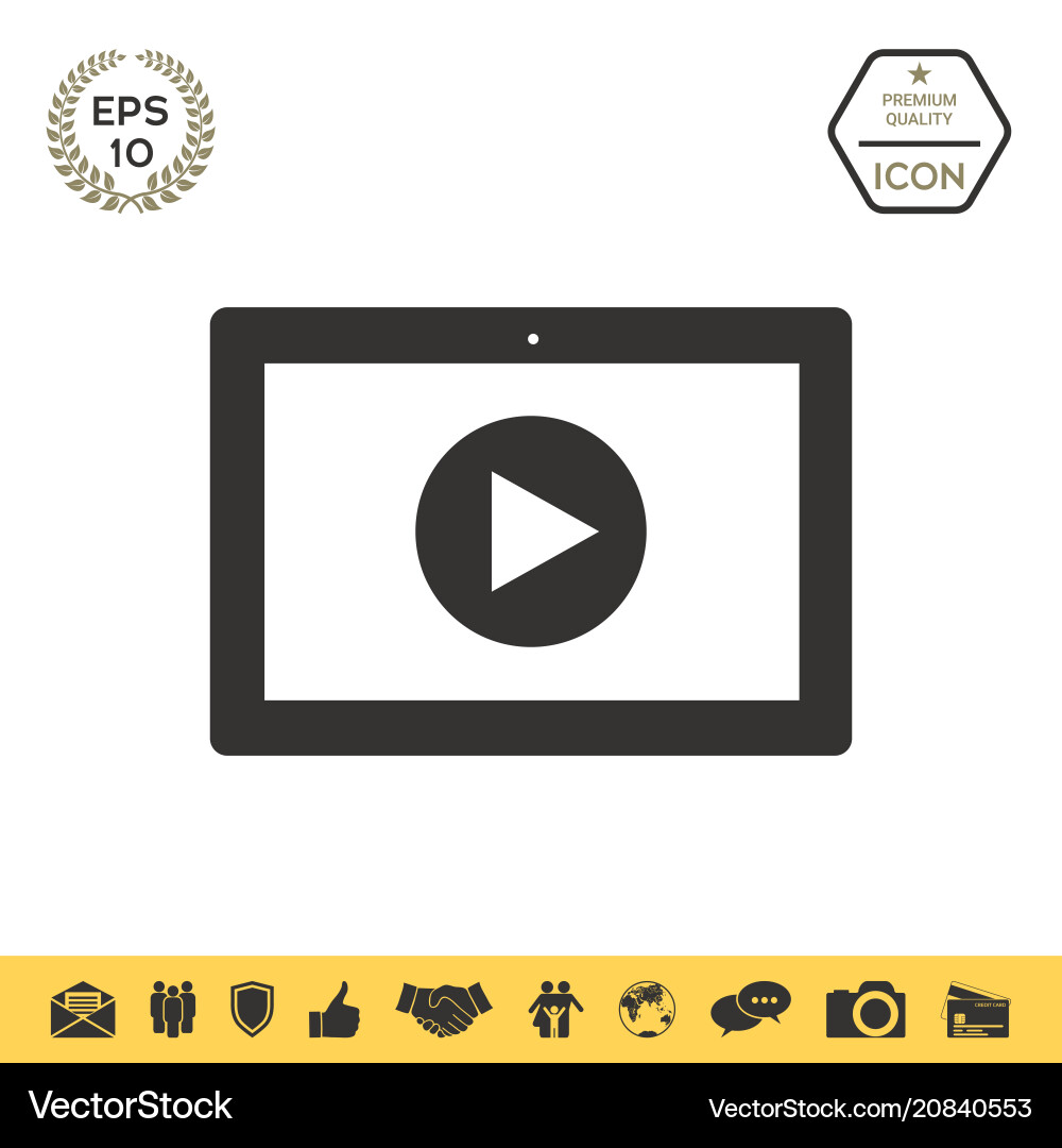 Computer tablet with play button icon Computer tablet with play button icon vector image