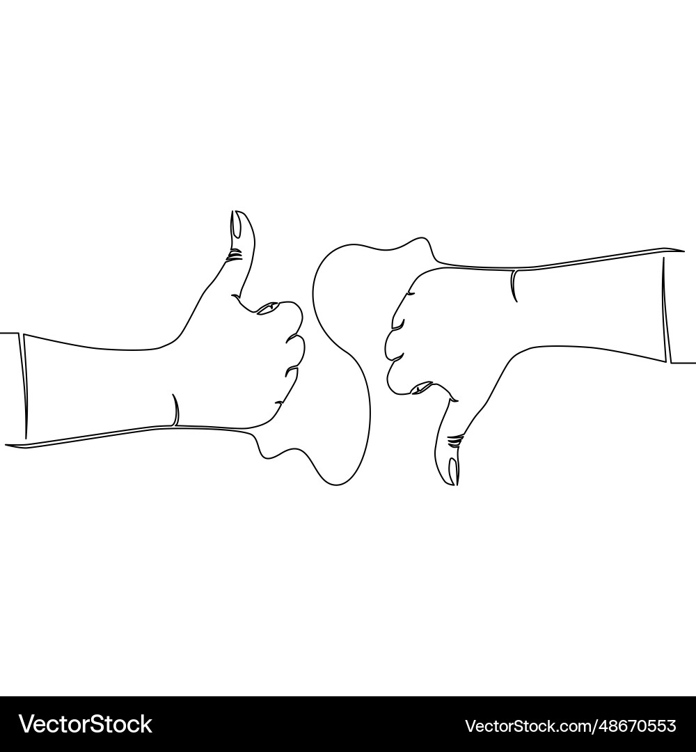 Continuous line like and dislike symbol concept Continuous line like and dislike symbol concept vector image