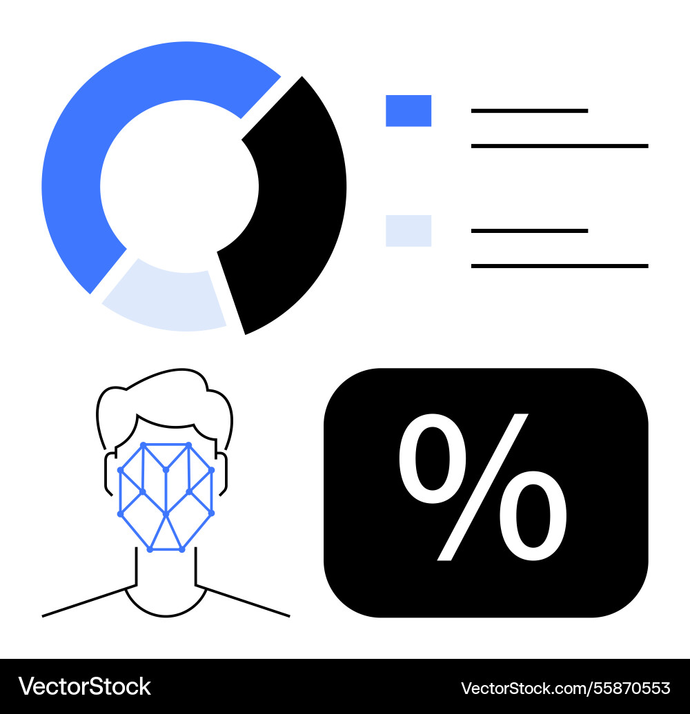 Facial recognition analysis with data Facial recognition analysis with data vector image