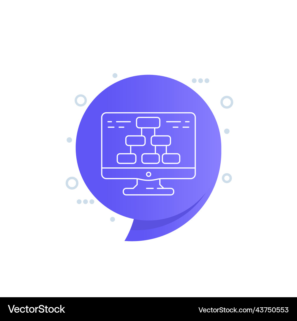 Flow chart in computer line icon vector image