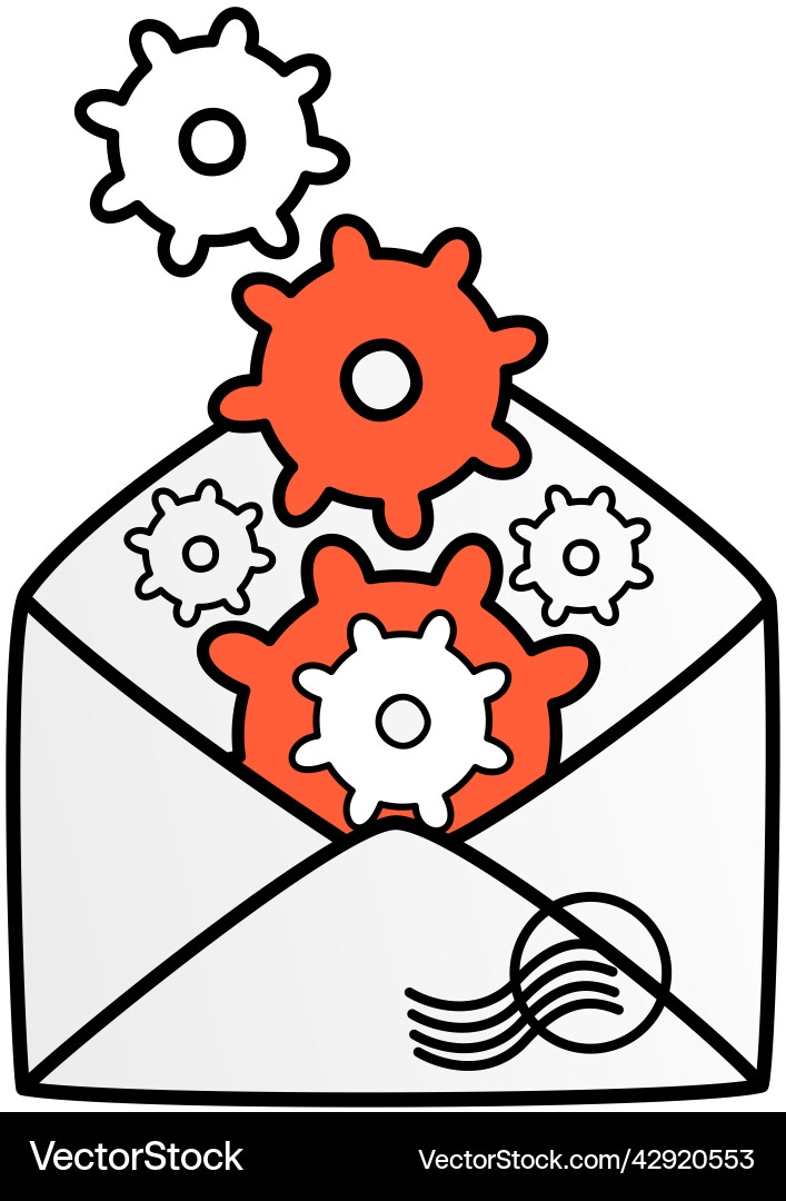 Gears in evelope as symbol of email setting Vector Image