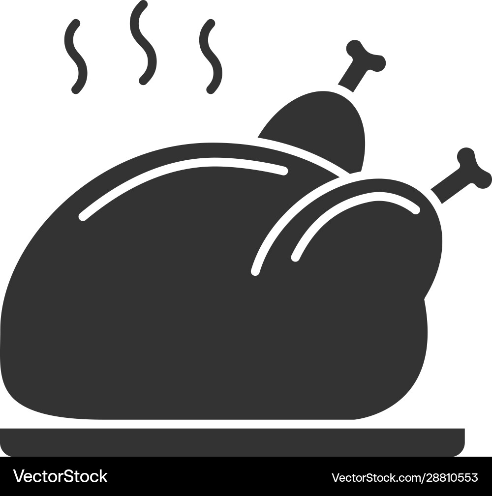 Grilled whole chicken glyph icon Grilled whole chicken glyph icon vector image