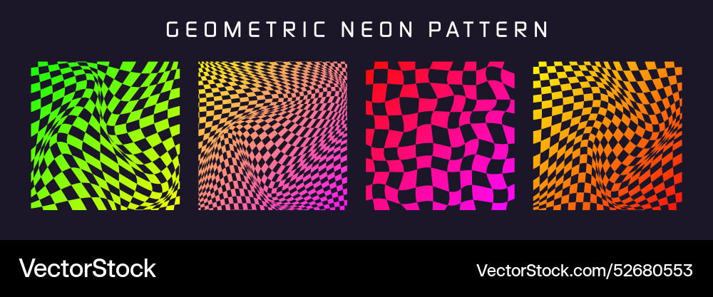 Groovy checkered pattern colorful distorted tiled Groovy checkered pattern colorful distorted tiled vector image