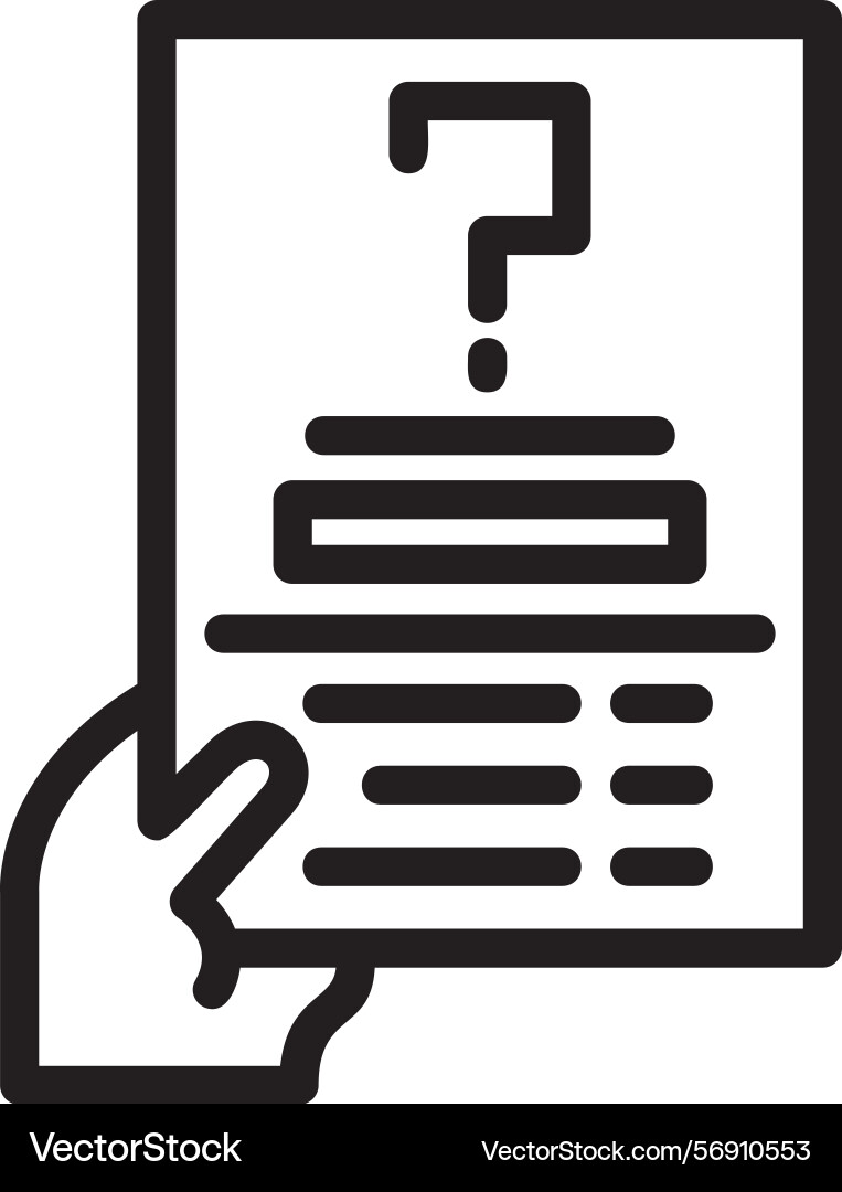 Hand with a question mark for information linear vector image