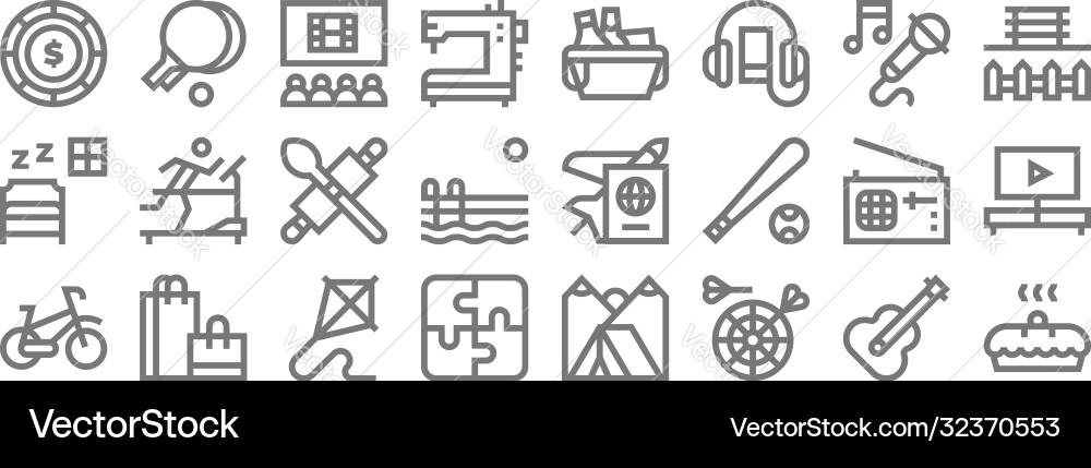 Hobbies line icons linear set quality Hobbies line icons linear set quality vector image
