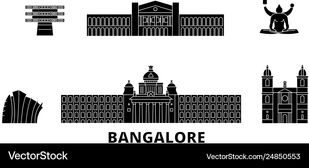 Indien bangalore flache Reise Skyline-Set Indien bangalore flache Reise Skyline-Set vektorbild