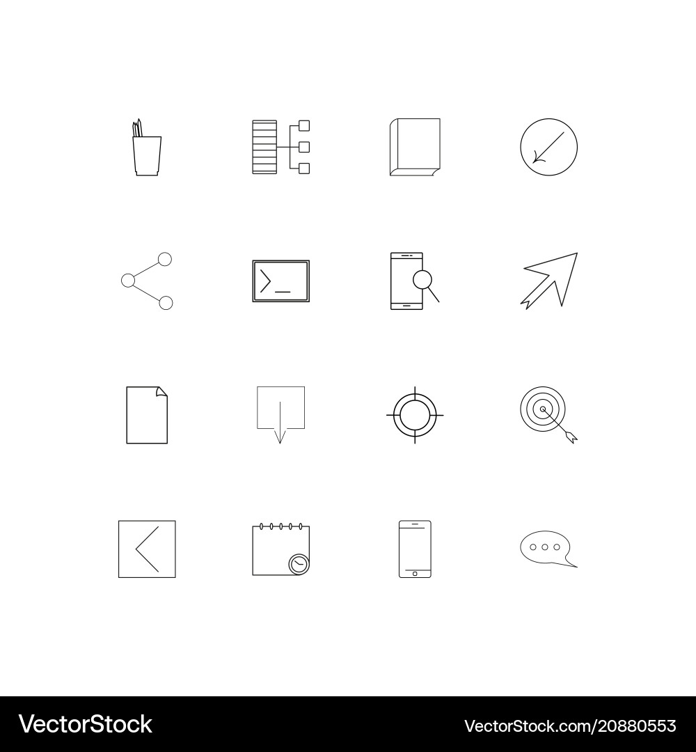 Internet technologies linear thin icons set vector image