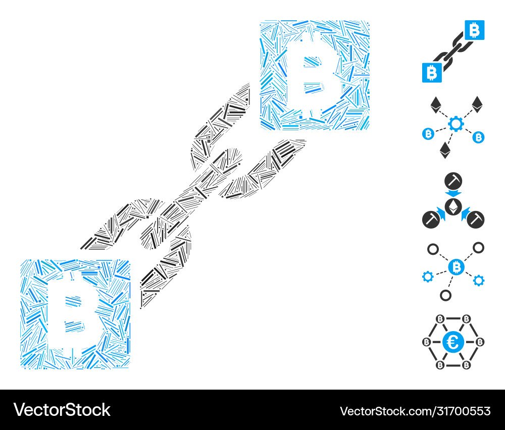 Line mosaic bitcoin blockchain icon Line mosaic bitcoin blockchain icon vector image