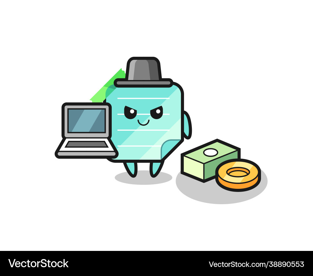 Mascot sticky notes as a hacker Mascot sticky notes as a hacker vector image