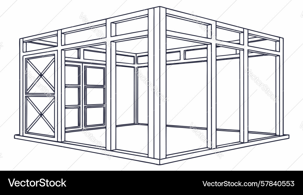 Minimalist wireframe cube structure design vector image