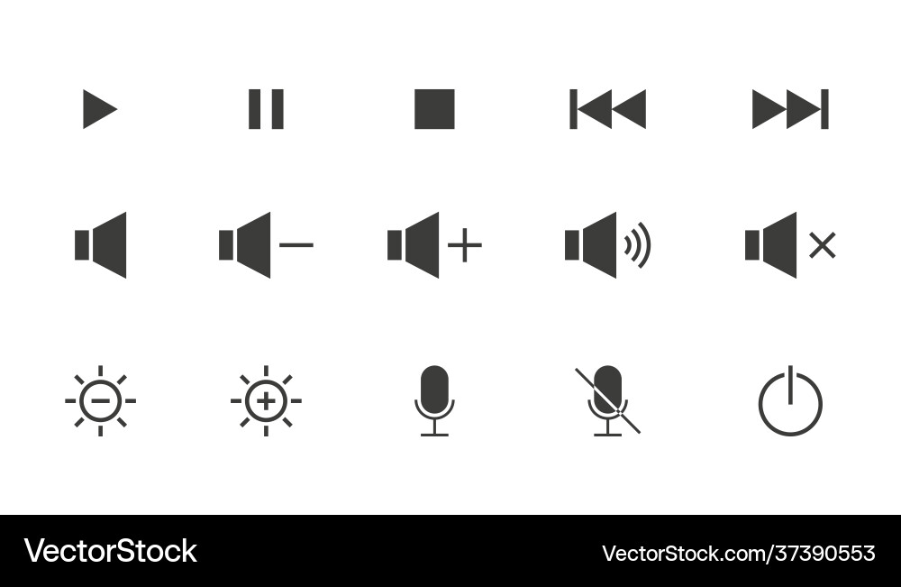 Mobile or computer control icons media player Mobile or computer control icons media player Vector Image