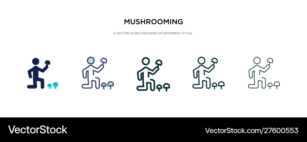 Mushrooming icon in different style two colored Mushrooming icon in different style two colored vector image