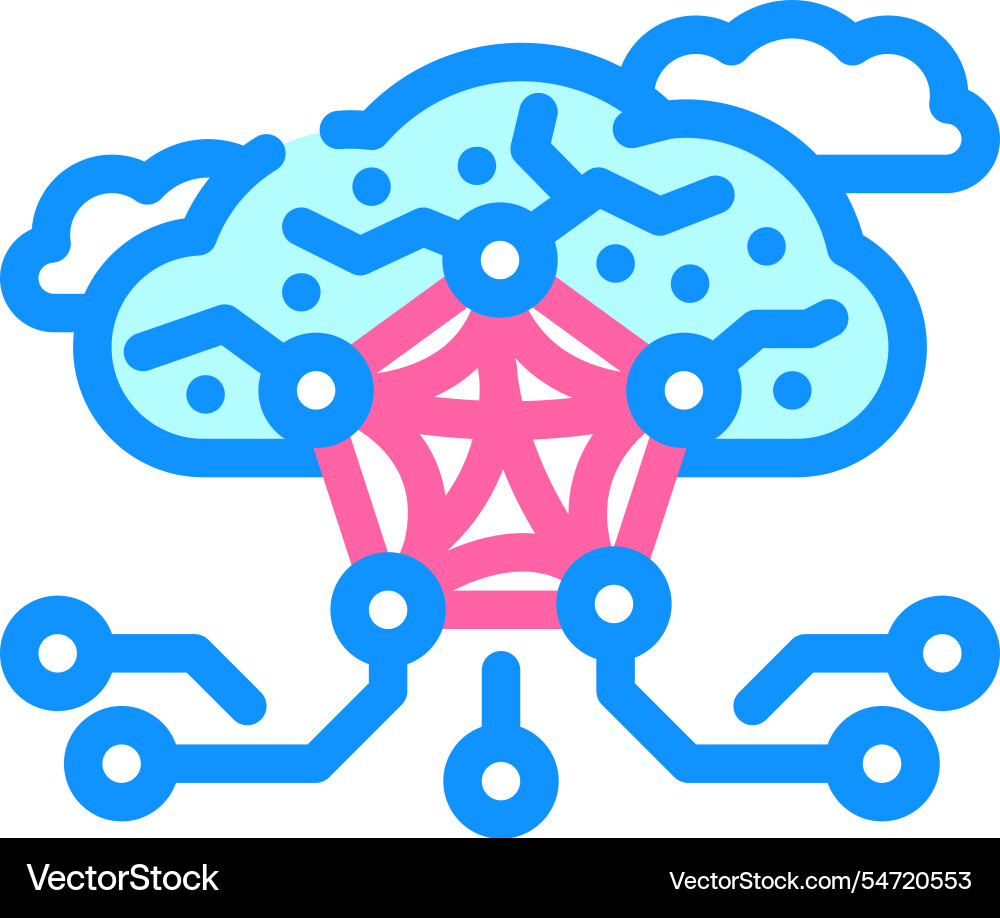 Network nodes cloud computing color icon Network nodes cloud computing color icon vector image