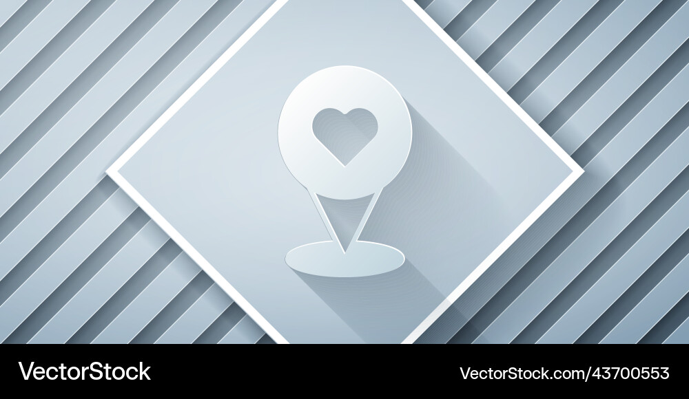 Paper cut map pointer with heart icon isolated Paper cut map pointer with heart icon isolated vector image