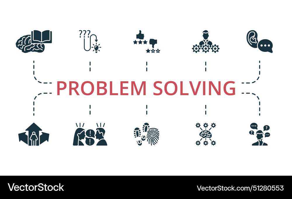 Problem solving set creative icons editable Problem solving set creative icons editable vector image