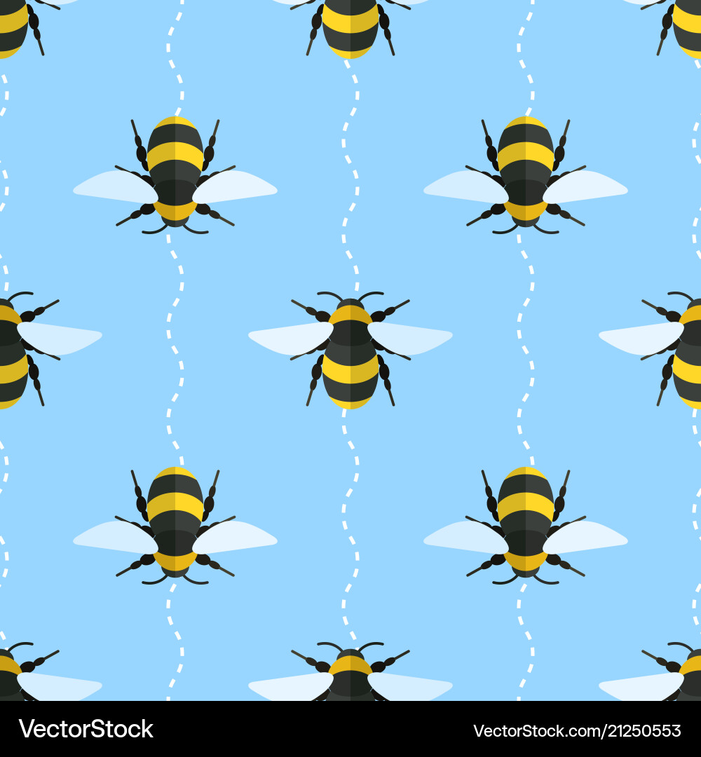 Seamless pattern with bees and wavy lines Seamless pattern with bees and wavy lines vector image