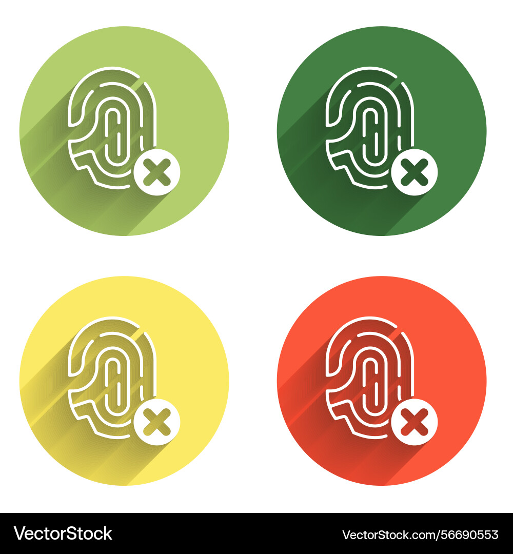Set rejection fingerprint icon isolated with long Set rejection fingerprint icon isolated with long Vector Image