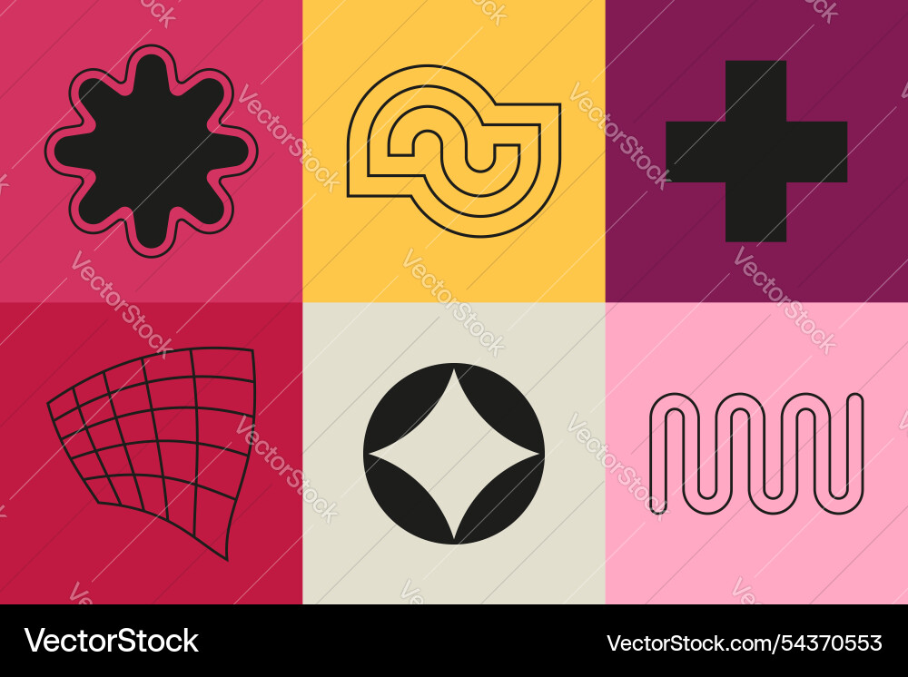 Simple geometric shapes and patterns - set of flat Simple geometric shapes and patterns - set of flat Vector Image
