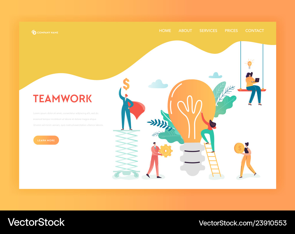 Teamwork & Innovation Landing Page Vector Image