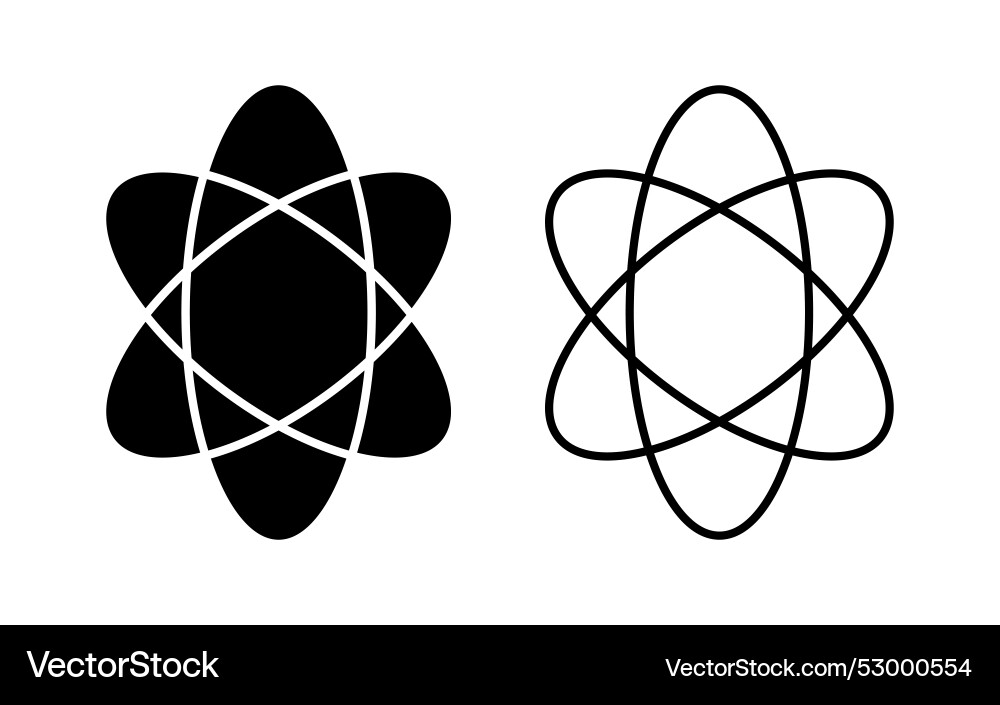 Atom or physics icon with line and filled Atom or physics icon with line and filled vector image