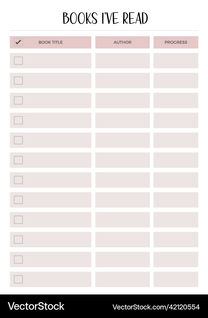 books-ive-read-list-printable-reading-planner-vector-image for Free Printable Book Reading List Books ive read list printable reading planner Vector Image for Free Printable Book Reading List
