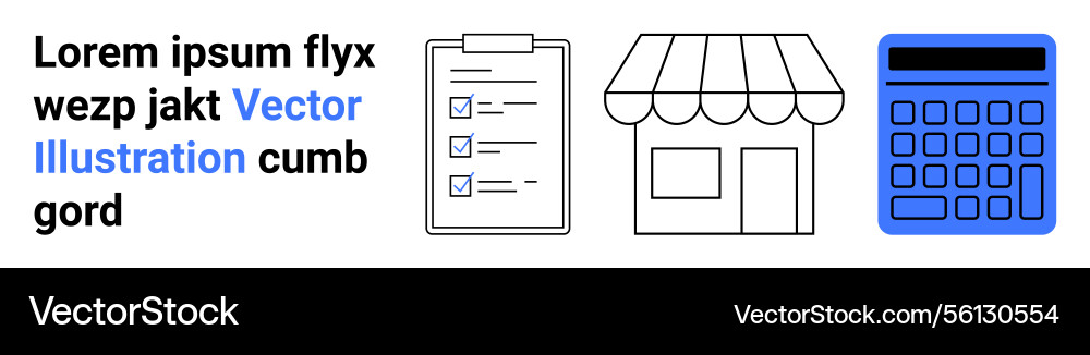 Checklist storefront and calculator representing Checklist storefront and calculator representing vector image