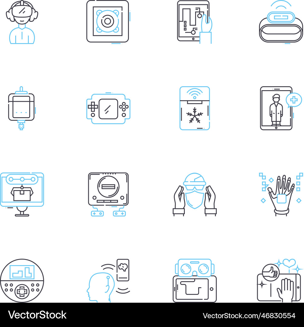 Cloud learning linear icons set virtual flexible Cloud learning linear icons set virtual flexible vector image