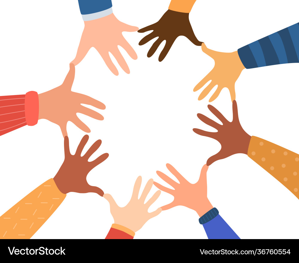 Diversity hands different skin tones united Diversity hands different skin tones united vector image