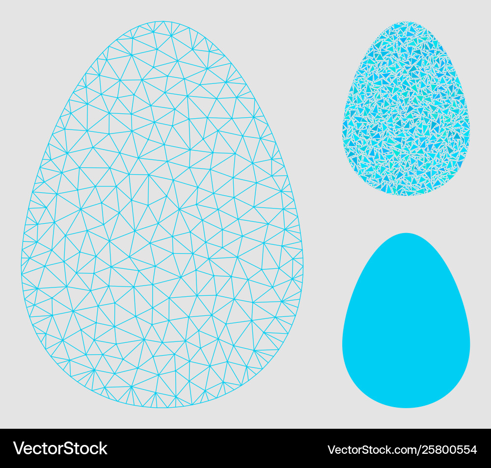 Egg mesh network model and triangle mosaic Vector Image