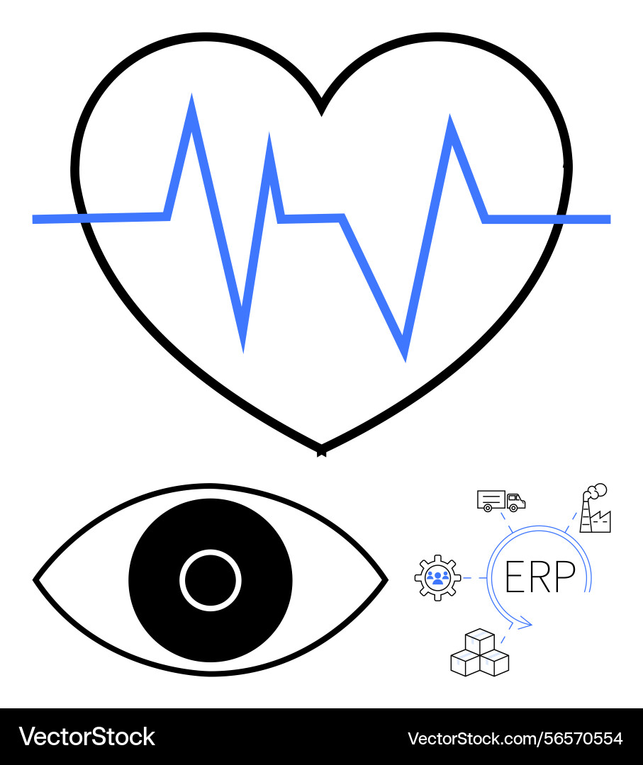 Eye and heartbeat sync with erp workflow Eye and heartbeat sync with erp workflow vector image