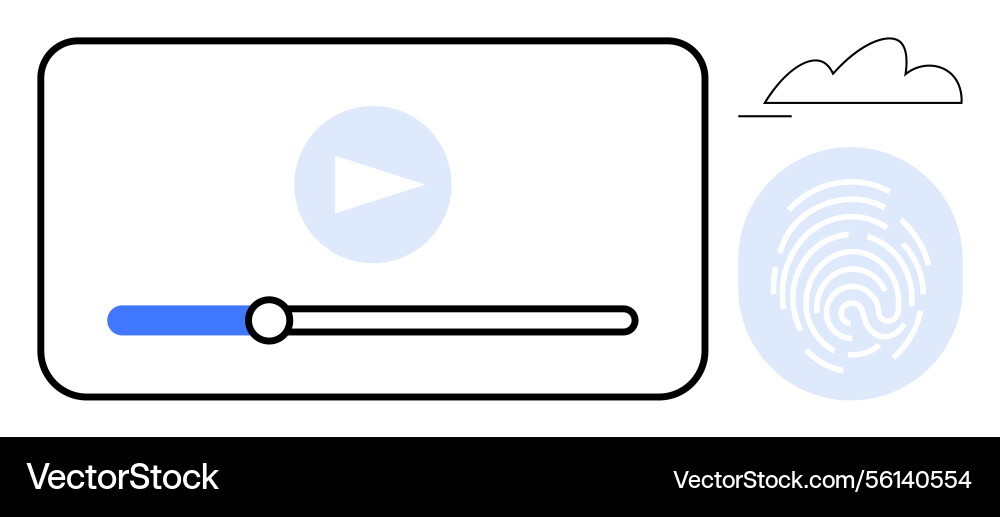 Media player with progress bar fingerprint scan Vector Image