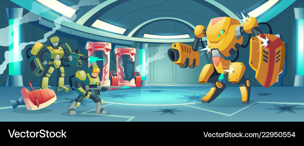 Robot Battle in Lab Vector Image