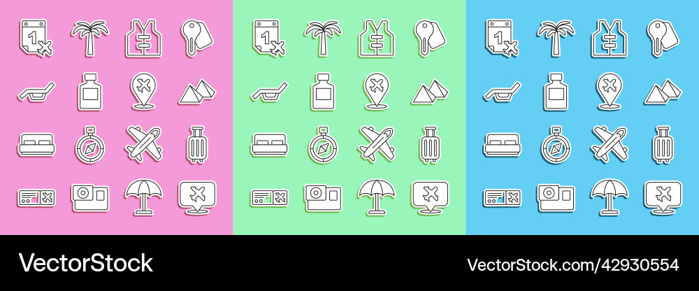 Set line speech bubble with airplane suitcase Set line speech bubble with airplane suitcase vector image
