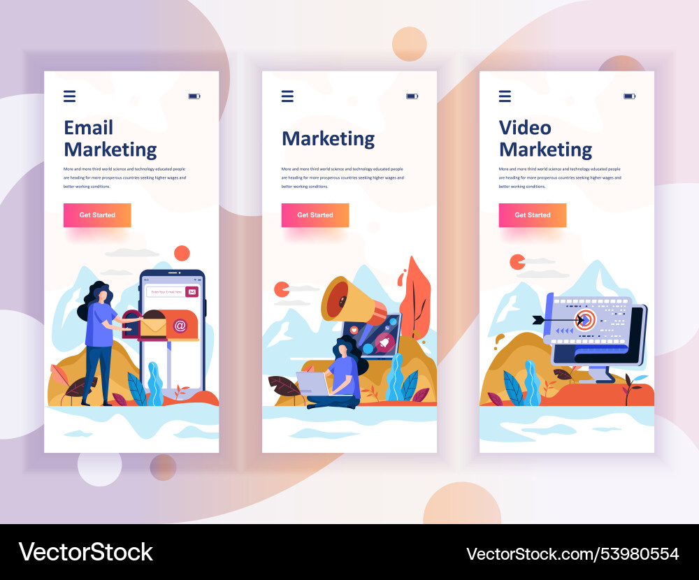 Set of onboarding screens user interface kit Set of onboarding screens user interface kit vector image