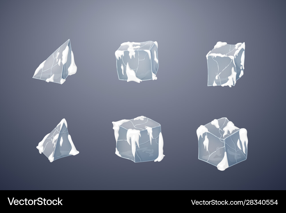 Set transparency ice cubes and pyramids winters Set transparency ice cubes and pyramids winters vector image