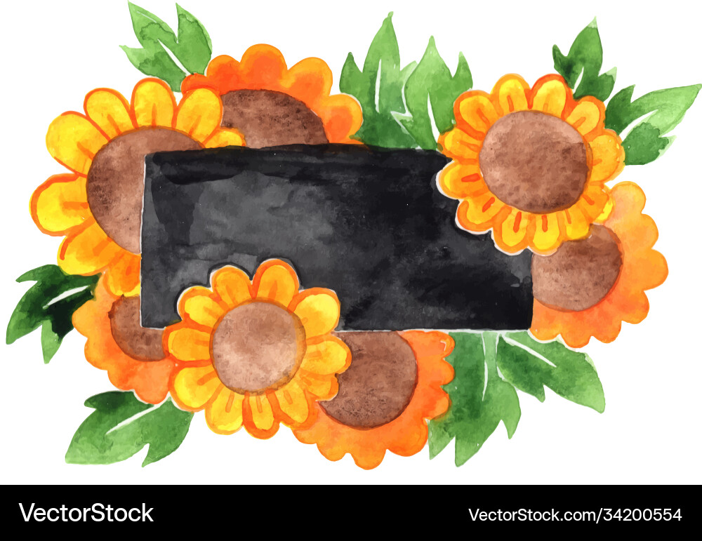 Sunflower frame with rectangle blackboard Sunflower frame with rectangle blackboard vector image