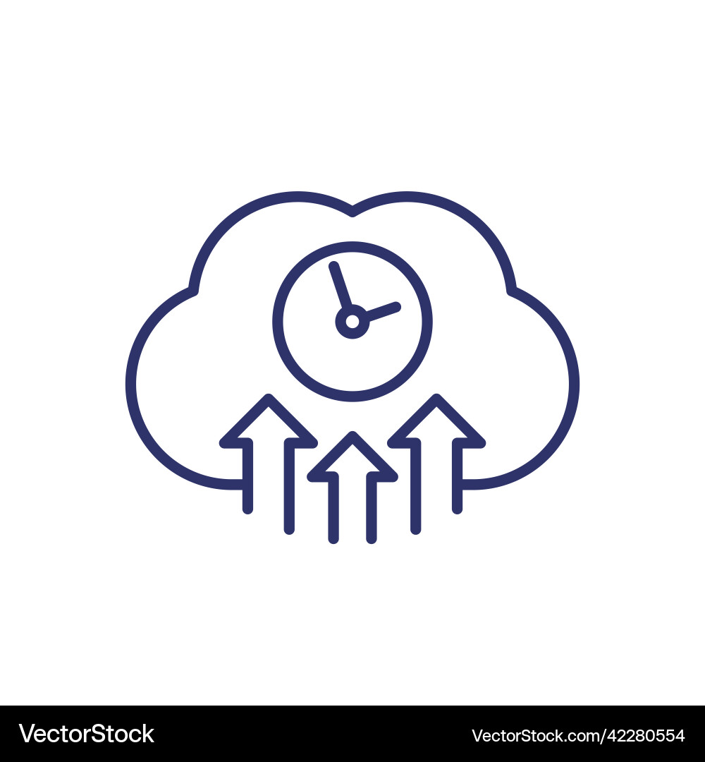 Uploading time line icon with cloud vector image