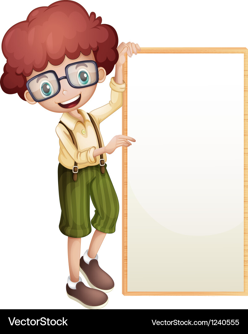 A boy showing an empty frame vector image